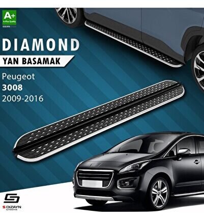 S-Dizayn Peugeot 3008 Diamond Krom Yan Basamak 183 Cm 2009-2016