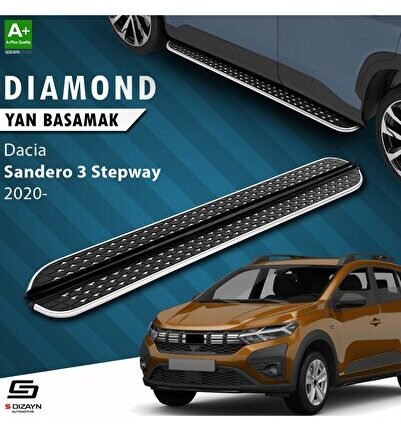 S-Dizayn Dacia Sandero 3 Stepway Diamond Krom Yan Basamak 183 Cm 2020 Üzeri