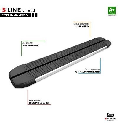 Peugeot Expert Uyumlu 2 Kısa Şase S-Line Alüminyum Yan Basamak 213 Cm 2007-2016