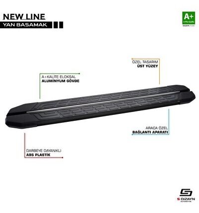 Land Rover Uyumlu Range Rover Evoque Newline Siyah Yan Basamak 173 Cm 2012-2017