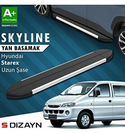 S-Dizayn Hyundai H-1 Starex Uzun Şase Skyline Aluminyum Yan Basamak 213 Cm 1998-2007 A+ Kalite