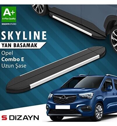 S-Dizayn Opel Combo E Uzun Şase Skyline Aluminyum Yan Basamak 213 Cm 2018 Üzeri A+ Kalite
