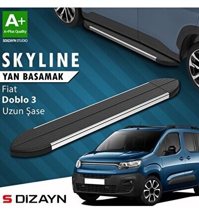 S-Dizayn Fiat Doblo 3 Uzun Şase Evo Krom Yan Basamak 213 Cm 2023 Üzeri