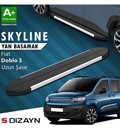 S-Dizayn Fiat Doblo 3 Uzun Şase Skyline Aluminyum Yan Basamak 213 Cm 2023 Üzeri A+ Kalite