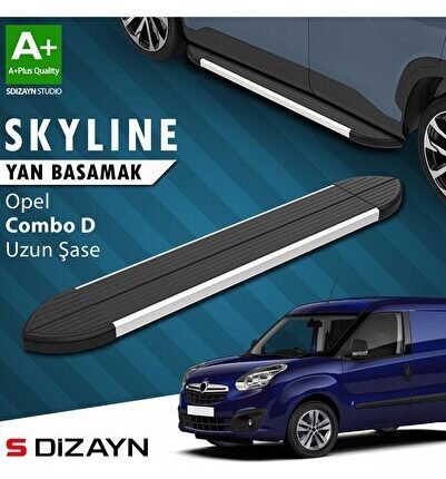 S-Dizayn Opel Combo D Uzun Şase Skyline Aluminyum Yan Basamak 223 Cm 2011-2015 A+ Kalite