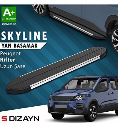 S-Dizayn Peugeot Rifter Uzun Şase Skyline Krom Yan Basamak 213 Cm 2019-2023 A+ Kalite