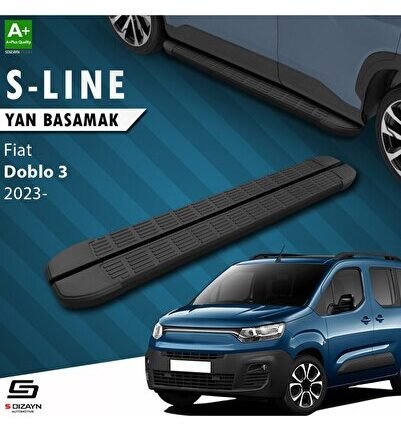 S-Dizayn Fiat Doblo 3 Uzun Şase S-Line Siyah Yan Basamak 213 Cm 2023 Üzeri