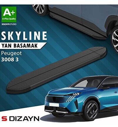 S-Dizayn Peugeot 3008 3 Skyline Siyah Yan Basamak 183 Cm 2024 Üzeri A+ Kalite