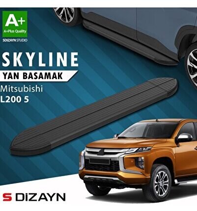 S-Dizayn Mitsubishi L200 5 Makyajlı Skyline Siyah Yan Basamak 203 Cm 2019-2023 A+ Kalite