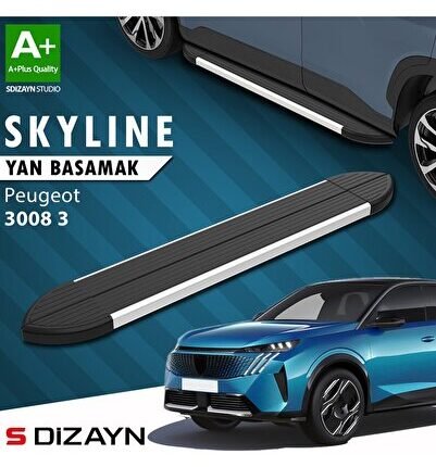 S-Dizayn Peugeot 3008 3 Skyline Aluminyum Yan Basamak 183 Cm 2024 Üzeri A+ Kalite