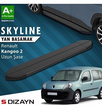 S-Dizayn Renault Kangoo 2 Uzun Şase Skyline Siyah Yan Basamak 223 Cm 2008-2020 A+ Kalite