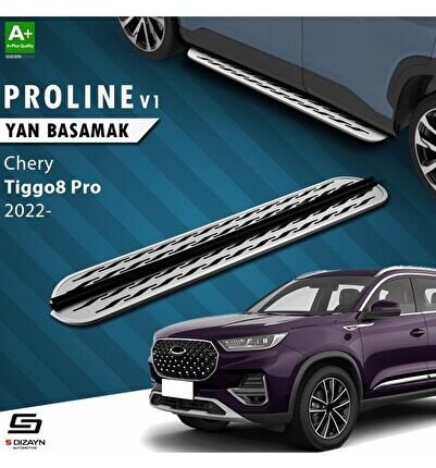 S-Dizayn Chery Tiggo8 Pro OEM Still Pro V2 Aluminyum Yan Basamak 183 Cm 2022 Üzeri