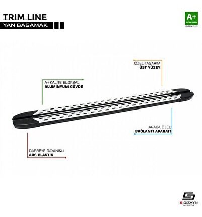 Ford Fusion Uyumlu Trimline Gri Yan Basamak 173 Cm 2002-2011