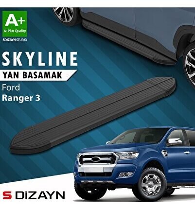 S-Dizayn Ford Ranger 3 Skyline Siyah Yan Basamak 203 Cm 2012-2022 A+ Kalite