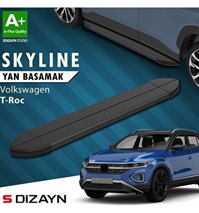 S-Dizayn VW T-Roc Skyline Siyah Yan Basamak 173 Cm 2019 Üzeri A+ Kalite