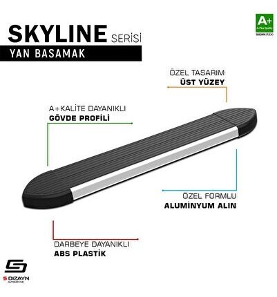 S-Dizayn Ford Courier 2 Skyline Aluminyum Yan Basamak 183 Cm 2023 Üzeri A+ Kalite