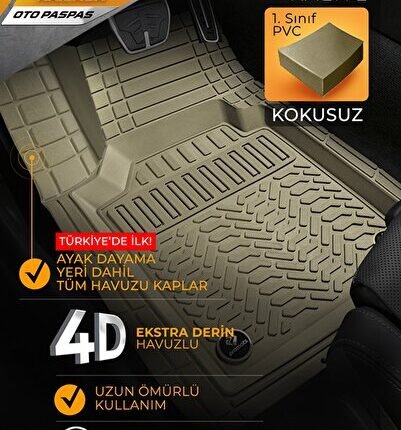 Ford Connect 2003-2014 Model Ve Sonrası Uyumlu Oto Paspas 4d Maximum (bej)