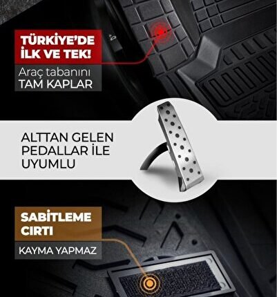 Mitsubishi Bütün Modellere Uyumlu Oto Paspas 4D Maximum Gri