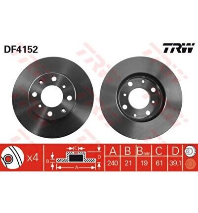 FREN DISKI ON HAVALI (240-4)-(HONDA  JAZZ 2002/2008/CITY 2005/2010 )