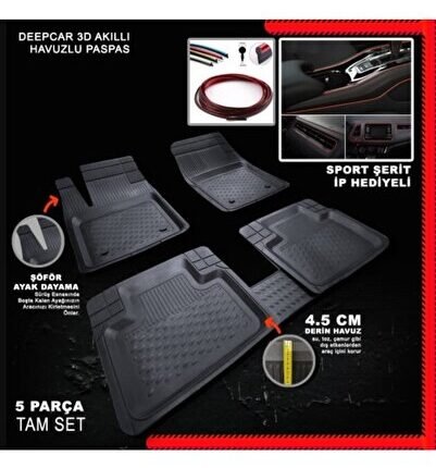 Dacia Duster 4wd 2011 Uyumlu Deepcar Akıllı 3d Havuzlu Paspas Torpido Nikelajı Hediyeli