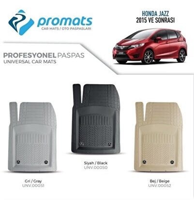 Honda Jazz 2015 Sonrası Oto Paspas Profesyonel 4d (gri)