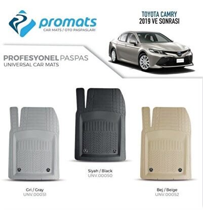 Toyota Camry Hybrid 2018 Sonrası Paspas Profesyonel 4d (siyah)