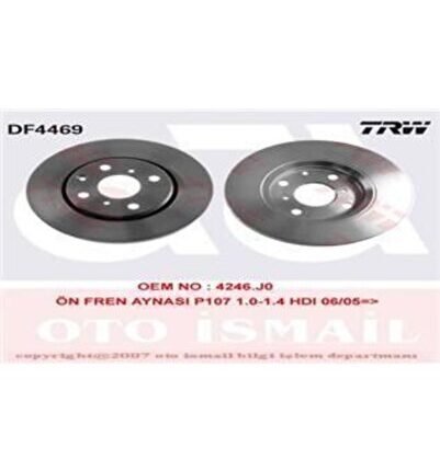 Fren Dıskı Ön 107 05- 108 14- / C1 05- / Aygo Havalı 250mm Uyumlu