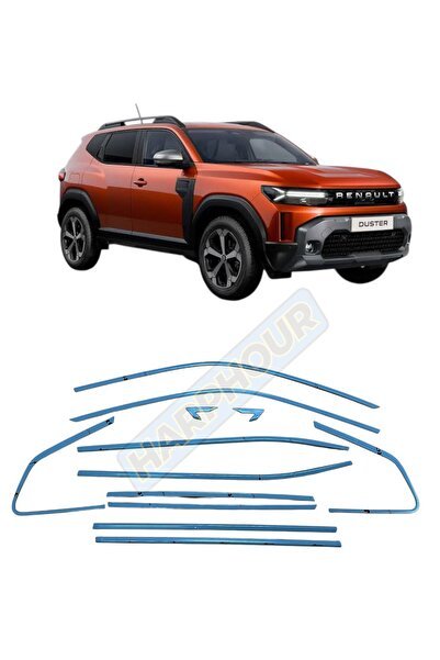 1_org_zoom-45768.jpg Renault Duster 2024 + Uyumlu Krom Cam Çerçeve 12 Parça Sağ Sol Alt Üst Tam Tur Paslanmaz Çelik - Görsel 1
