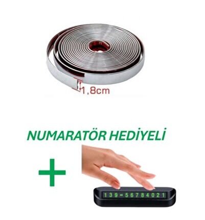 Dacia Duster Araç Dışı 18mm 5 Metre Yapışkanlı Krom Nikelaj Trim Şerit + Numaratör Hediyeli