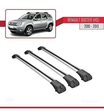 Renault Duster (HS) 2010-2013 Arası ile uyumlu ACE-1 Ara Atkı Tavan Barı GRİ 3 ADET BAR