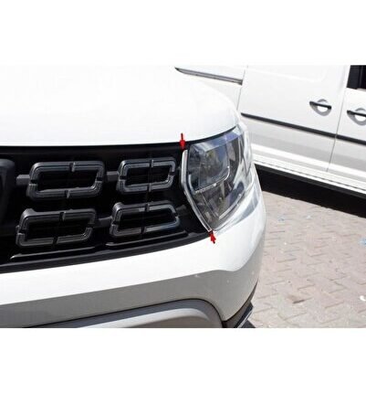 Dacia Duster 2018 Ve Üzeri Krom Ön Panjur Köşesi 2 Parça Paslanmaz Çelik
