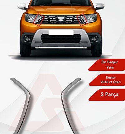 Dacia Duster Suv Ön Panjur Yanları 2 Parça 2018 ve Üzeri Krom Paslanmaz Çelik