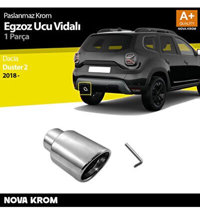 Dacia Duster 2 Krom Egzoz Ucu Vidalı 55mm Çap 2018 2023