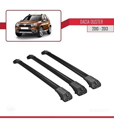 Dacia Duster 2010-2013 Arası ile uyumlu ACE-1 Ara Atkı Tavan Barı SİYAH 3 ADET BAR