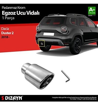 Dacia Duster Uyumlu 2 Krom Egzoz Ucu Vidalı 2018 Ve Üzeri Parça