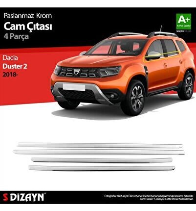 S-Dizayn Dacia Duster Krom Cam Çıtası 4 Prç. 2018-2024