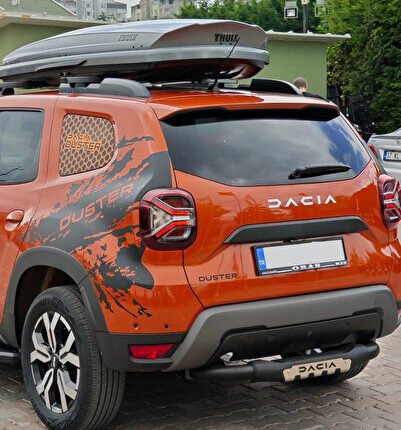 DACIA DUSTER 2010+ ARKA TAMPON KORUMA DEMİRİ SİYAH | DUSTER YAZILI | OFF-ROAD