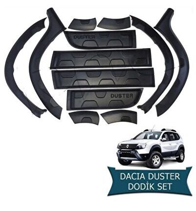 Dacia Duster 2010 - 2018 Çamurluk ve Kapı Dodik Kaplama Seti Kabartmalı OEM tip