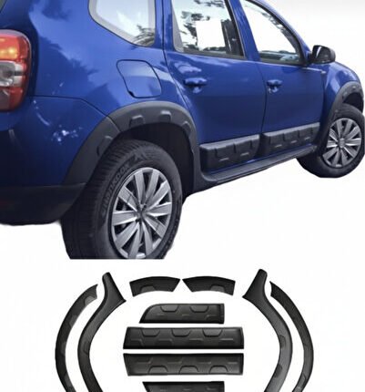 2010-2017 DACİA DUSTER DAMALI DODİK KAPI KAPLAMA KABARTMA SETİ 12 PARÇA DAMALI