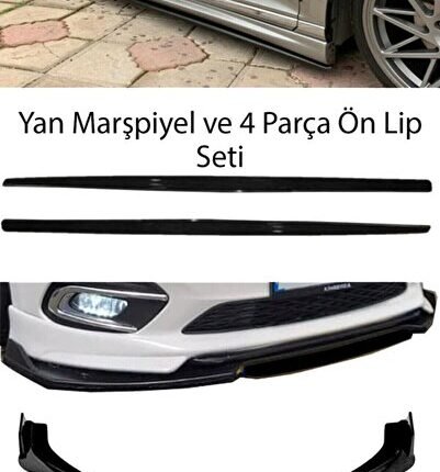 Dacia Duster 4 2018 Sonrası F30 Düz Yan Marşpiyel Eki 4 Parça Ön Ek Piano Black Set