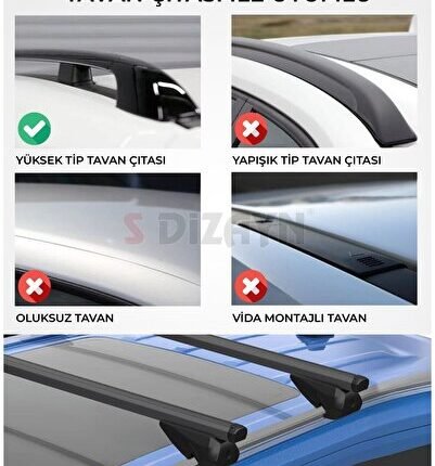 S-Dizayn Dacia Duster S-Bar Atlas V1 Ara Atkı Tavan Taşıyıcı Barı Siyah 120 Cm 2013-2018 A+ Kalite