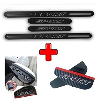 Dacia Duster İle Uyumlu CARBON SPORT CARBON SPORT Kapı Eşiği + Ayna Yağmur Koruyucu