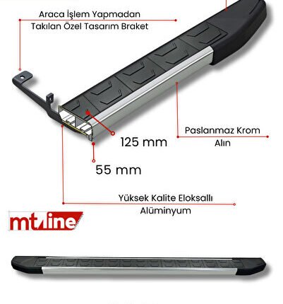 Yan Basamak Honda Hrv 2015-20 Uyumlu Eloksallı Alüminyum Gri