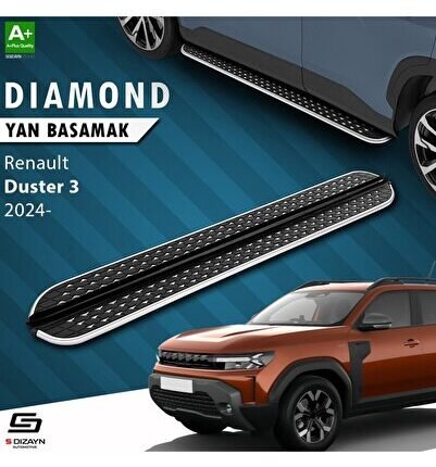 S-Dizayn Renault Duster 3 Diamond Krom Yan Basamak 183 Cm 2024 Üzeri A+ Kalite