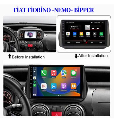 Fiat Fiorino Peugeot Bipper Nemo 4gb/64gb Android Multimedya 10 Inc Hd Ips Ekran Kamera
