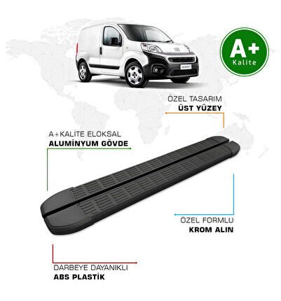 Fiat Fiorino Panelvan Yan Basamak 2008 Model ve Sonrası S-Line Siyah