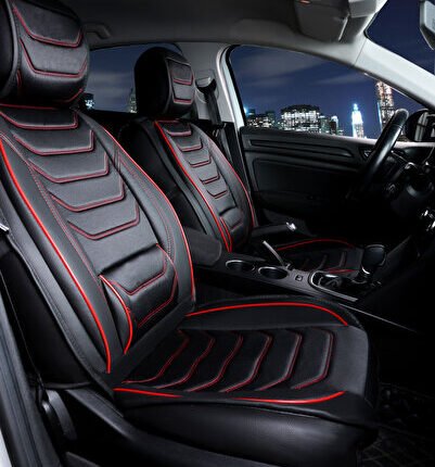 Fiat Fiorino Oto Koltuk Kılıfı Ön Arka Set Elegance Serisi 2+1 Siyah Kırmızı FS