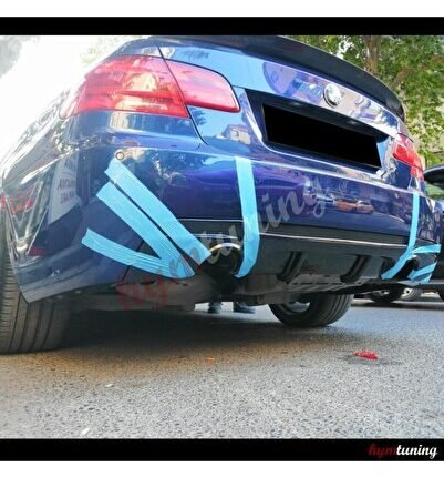 Bmw E92 Uyumlu Difüzör M Teknik Uyumlu Sağ+sol/tekli Çıkış,Plastik, Piano Black, E92 Arka Tampon Eki