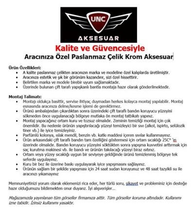 Dacia Duster Uyumlu Krom Arka Tampon Üstü Koruma 2019 Sonrası Paslanmaz Çelik