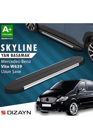 IMG-1355380445438838174.jpg S-dizayn Mercedes Vito W639 Uzun Şase Skyline Krom Yan Basamak 253 Cm 2004-2014 A+ Kalite - Görsel 1
